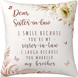 Photo 1 of Sister in Law Gifts, Sister in Law Birthday Gifts, Gifts for Sister in Law, Sister in Law Wedding Gift, Birthday Gift for Sister in Law Throw Pillow Covers 18x18 Inch https://a.co/d/dzcdo7w
