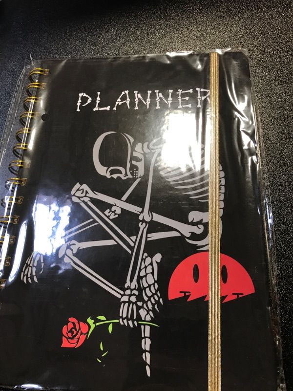 Photo 2 of 2024 Planner, 12-Month Weekly Monthly Planner from JAN.2024 to DEC.2024, 8.4" X 6", Planner Notebook with Spiral Bound, Stickers & Sticky Index Tabs, Thinker Skull Black - 02