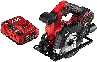 Photo 1 of ****ONLY THE SAW NON REFUNDABLE****
SKIL PWR CORE 12 Brushless 12V Compact 5-1/2 Inch Circular Saw, Includes 4.0Ah Lithium Battery and PWR JUMP Charger - CR541802, Red