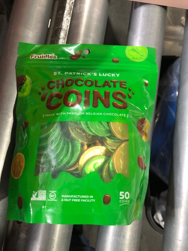 Photo 2 of ***EXPIRATION DATE NOT FOUND***
Fruidles St. Patrick's Day Chocolate Coins, Gold and Green Coins, Belgian Milk Chocolate Coins Nut-Free (50-Pack, St. Patrick's Bag) 50-Pack St. Patrick's Bag