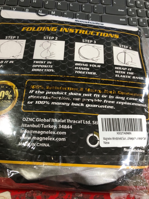 Photo 1 of Magnelex Windshield Sun Shade for Jeep Wrangler, Rubicon, Gladiator with Bonus Steering Wheel Sun Shade. 240T Reflective Fabric Blocks Sun. Foldable Sun Shield Keeps Your Vehicle Cool X-SMALL - (59" x 21")