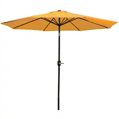 Photo 1 of **NON REFUNDABLE NO RETURNS SOLD AS IS**PARTS ONLY**
 9-Foot Gold Aluminum and Polyester Patio Umbrella with Push-Button Tilt and Crank and 17-Inch Diameter Cast Iron Umbrella Base with Celtic Knot Design Bundle