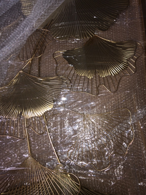 Photo 1 of (NON-REFUNDABLE) Lulu Home Metal Wall Decor, 39" X 20" Golden Ginkgo Leaf Wall Hanging Decor with Frame, Golden Metal Art Wall Sculpture for Living Room, Office, Study, Large

