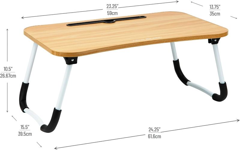 Photo 3 of (NON-REFUNDABLE) Mind Reader Woodland Collection, Portable Laptop Desk/Breakfast Table, Collapsible, Portable, Folding Legs, Beige