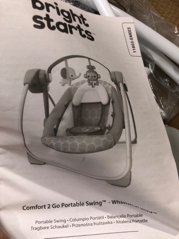 Photo 1 of Bright Starts Whimsical Wild Portable Compact Automatic Deluxe Baby Swing with Music and Taggies, Newborn and up