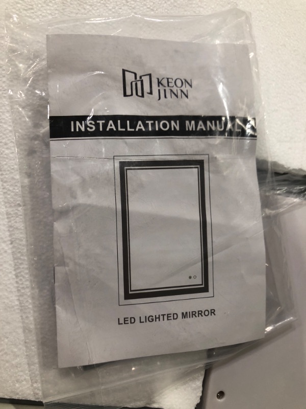 Photo 1 of Keonjinn 36 x 36 Inch LED Bathroom Mirror, LED Vanity Mirror with Lights, Wall Mounted Anti-Fog Memory Dimmable Brightness Front Light Makeup Mirrors, IP54 Waterproof CRI 90+(Horizontal or Vertical) Classic Silver 36x36