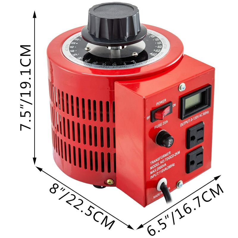 Photo 5 of (NON-REFUNDABLE) Variable Transformer 2000VA 60Hz Adjustable AC Power Output Supply 0-Volt to 130-Volt Regulator with Universal Plug Hole
