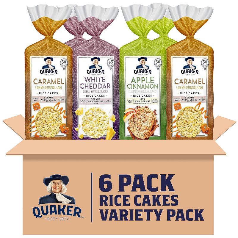 Photo 1 of *** NONREFUNDABLE E 04/10/24 *** Quaker Large Rice Cakes, Gluten Free, 3 Flavor Variety Pack, 6 Count
