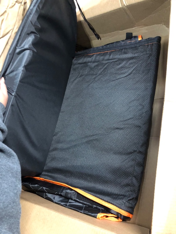Photo 1 of DAZANZAN Back Seat Extender for Dogs Anti-Slip Dog Car Seat Cover Hard Bottom Backseat Extender for Pets with Mesh Window for Car,Truck,SUV