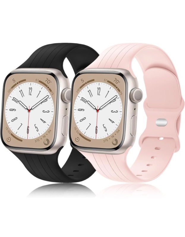 Photo 1 of (2 PACK) [2 Pack] Designer Bands Compatible with Apple Watch Band 38mm 40mm 41mm 42mm 44mm 45mm 49mm Men Women, Soft Silicone Sport Band Strap for Apple Watch Ultra 2 iWatch Series 9 8 7 SE 6 5 4 3 2 1