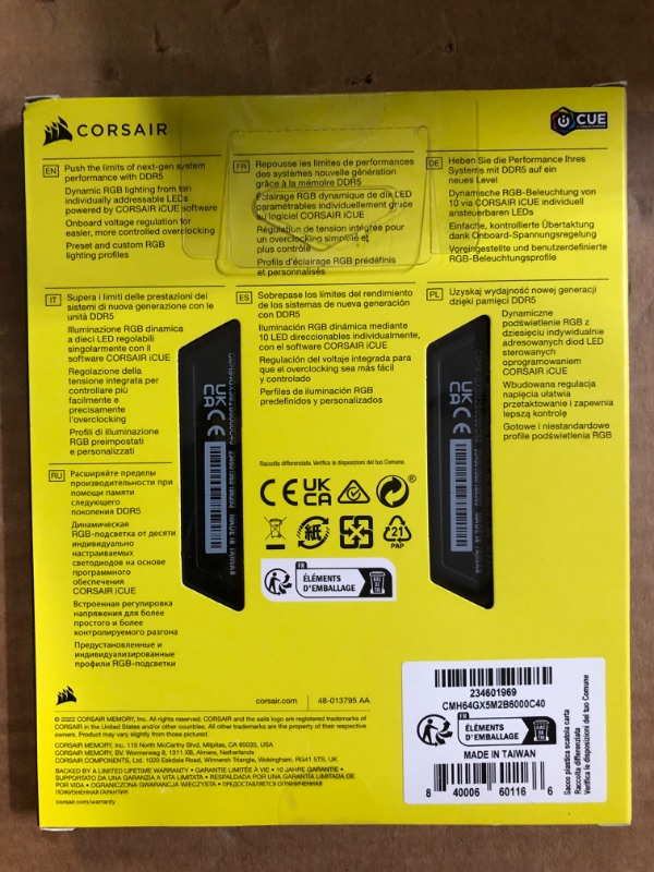 Photo 3 of CORSAIR VENGEANCE RGB DDR5 RAM 64GB (2x32GB) 6000MHz CL40 Intel XMP iCUE Compatible Computer Memory - Black (CMH64GX5M2B6000C40) 64GB (2x32GB) Black