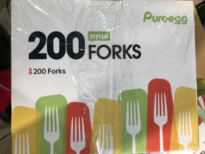 Photo 1 of (2/ 200 PACKS) Plastic FORKS - 200 Packs, Premium 7" Disposable forks Heat-Resistant & BPA-Free Clear 