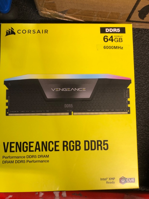 Photo 3 of CORSAIR VENGEANCE RGB DDR5 RAM 64GB (2x32GB) 6000MHz CL40 Intel XMP iCUE Compatible Computer Memory - Black (CMH64GX5M2B6000C40) 64GB (2x32GB) Black