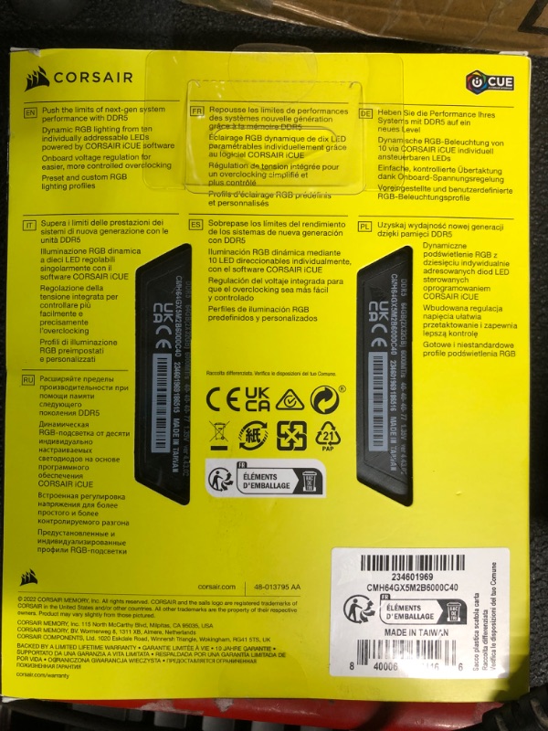 Photo 2 of CORSAIR VENGEANCE RGB DDR5 RAM 64GB (2x32GB) 6000MHz CL40 Intel XMP iCUE Compatible Computer Memory - Black (CMH64GX5M2B6000C40) 64GB (2x32GB) Black