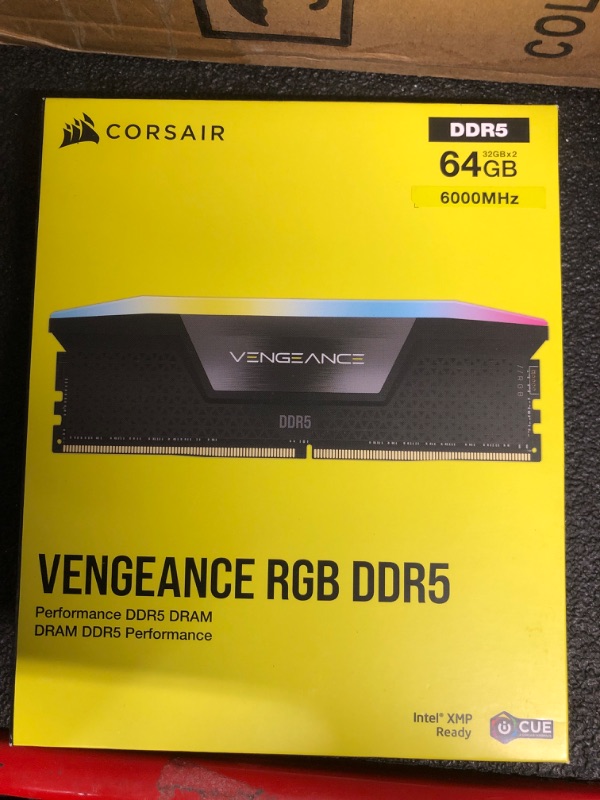 Photo 3 of CORSAIR VENGEANCE RGB DDR5 RAM 64GB (2x32GB) 6000MHz CL40 Intel XMP iCUE Compatible Computer Memory - Black (CMH64GX5M2B6000C40) 64GB (2x32GB) Black