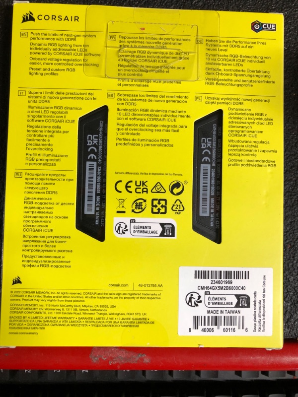 Photo 2 of CORSAIR VENGEANCE RGB DDR5 RAM 64GB (2x32GB) 6000MHz CL40 Intel XMP iCUE Compatible Computer Memory - Black (CMH64GX5M2B6000C40) 64GB (2x32GB) Black