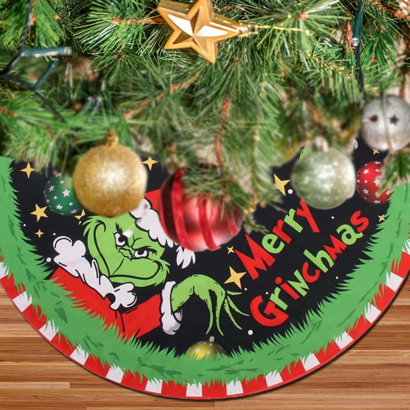 Photo 1 of (PACK OF 2) Merry Christmas Tree Skirt Collar 48 Inch, Soft and Funny Farmhouse Holiday Decor Xmas Party Holiday Decoration
