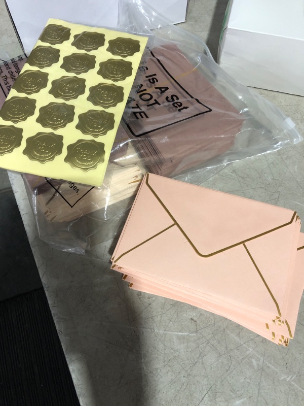 Photo 1 of 200 Pack Wedding Thank You Envelopes 200 Gold Foil Stickers Bulk 4x6 Inch Baby Shower Personalized Thank You Notes Envelopes (Brown)