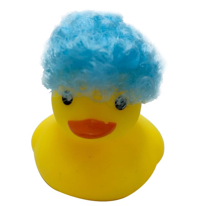 Photo 1 of (2 PACK) Rubber duck color wig hairstyles long hair short hair curly car dashboard home décor office decor duck - perfect for duck lovers (BLUE AND ORANGE)