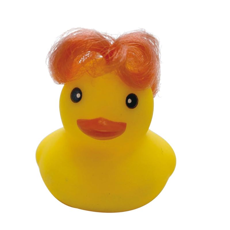 Photo 2 of (2 PACK) Rubber duck color wig hairstyles long hair short hair curly car dashboard home décor office decor duck - perfect for duck lovers (BLUE AND ORANGE)