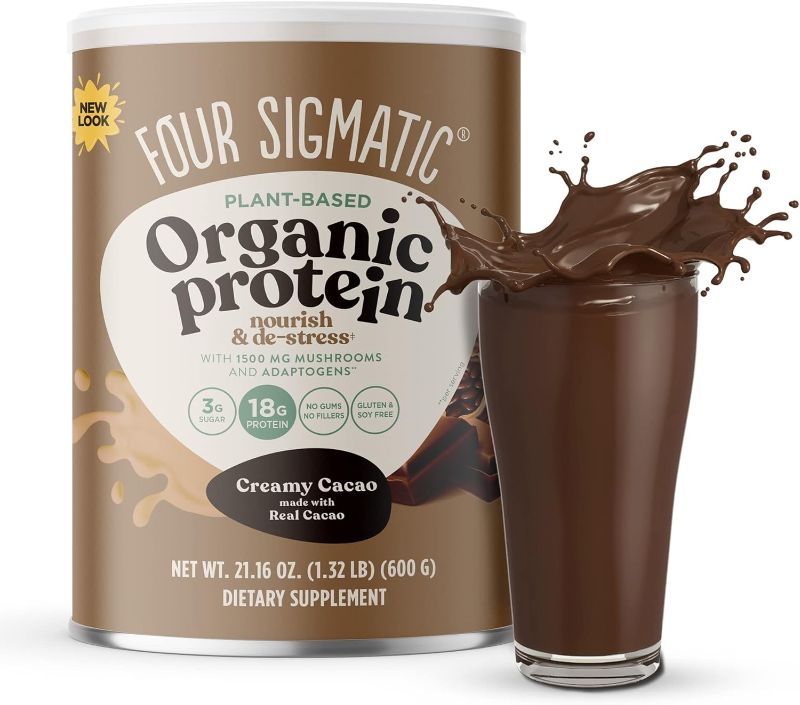 Photo 1 of **NON-REFUNDABLE- EXP 4.2024**Organic Plant-Based Protein Powder by Four Sigmatic | Perform Mocha Protein Lion’s Mane, Chaga, Cordyceps and More | Clean Vegan Protein for Elevated Brain Function & Immune Support | 21.16 oz Mocha 1.32 Pound (Pack of 1)