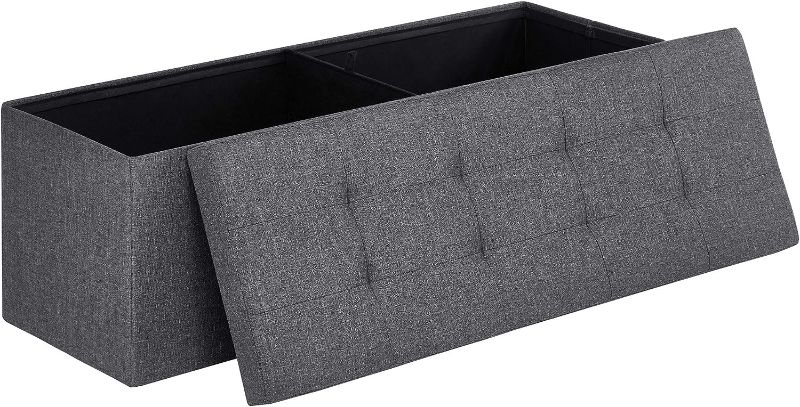 Photo 1 of (READ FULL POST) SONGMICS 43 Inches Folding Storage Ottoman Bench, Holds up to 660 lb, Dark Gray 