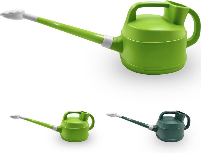 Photo 1 of 1 Gallon Watering Can with Removable Long Spout and Sprinkler Head, Green 