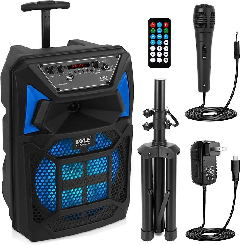 Photo 1 of Pyle Portable Bluetooth PA Speaker System - 400W, System w/Microphone in, Party Lights, MP3/USB SD Card Reader & Portable VHF Wireless Microphone System