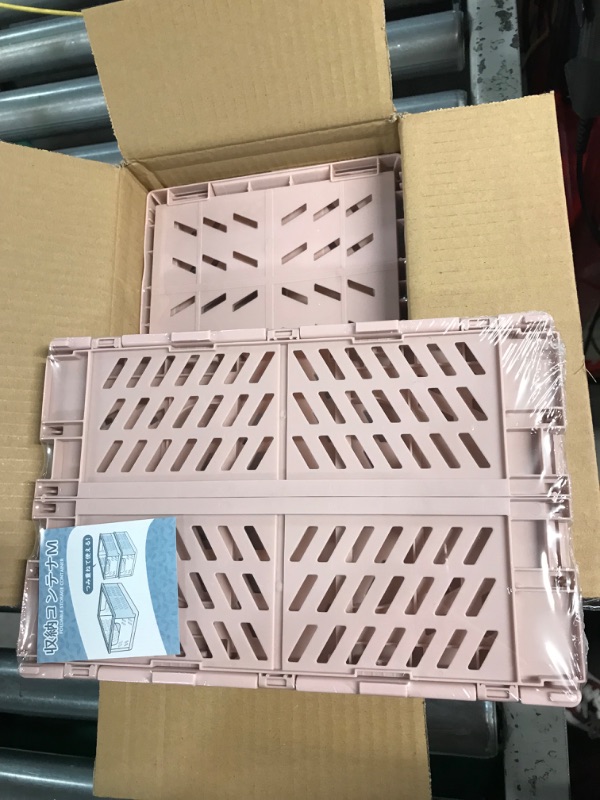 Photo 1 of 6-Pack Plastic Collapsible Storage Crate Desk Organizers Office Organization, 9.8" x 6.5" x 3.8", Hollow Pink