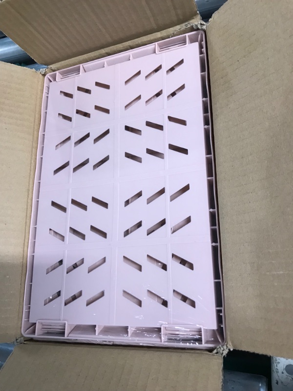 Photo 1 of 6-Pack Plastic Collapsible Storage Crate Desk Organizers Office Organization, 9.8" x 6.5" x 3.8", Hollow Pink