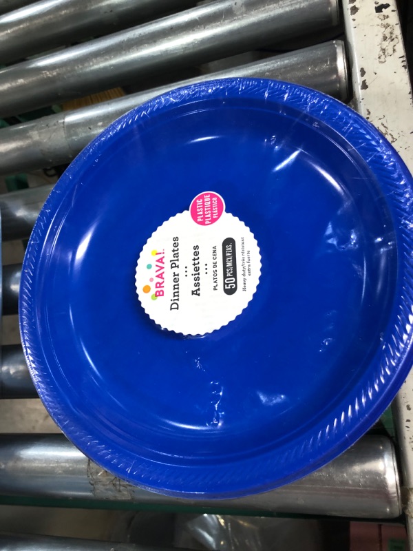 Photo 2 of Amscan Royal Blue, Big Party Pack, Round Plastic Plates 10.25", 50 Per Pack