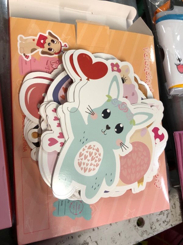 Photo 1 of **NONREFUNDABLE 2 PACK BUNDLE**
Valentines Day Cards For Kids - 28 Valentine Cards + 28 Inflatable Animal Headbands + 28 Gift Envelopes & Tattoos