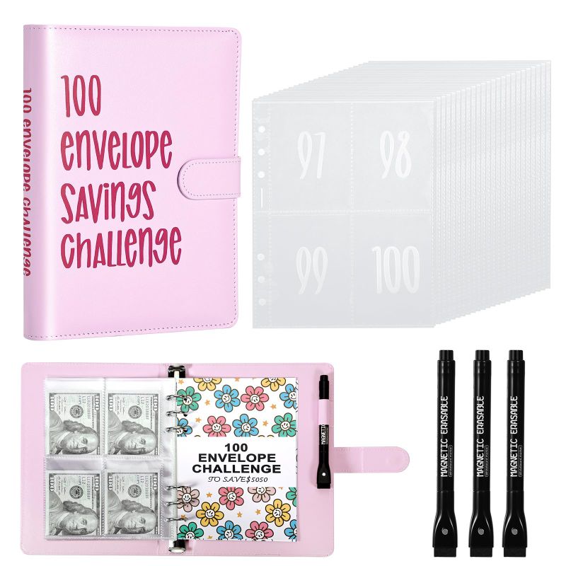 Photo 1 of **NONREFUNDABLE 2 PACK BUNDLE**
100 Envelopes Challenge Binder, (Pink)