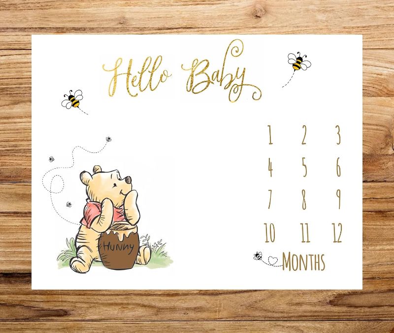 Photo 1 of **stock photo for reference see photos**
Winnie Milestone Blanket Pooh Monthly Growth Tracker First Twelve Months