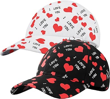 Photo 1 of 2 Pcs Heart Print Baseball Cap 