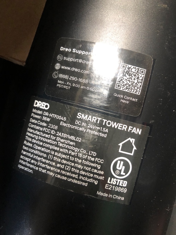 Photo 3 of ***USED - MISSING BASE PARTS - UNABLE TO TEST***
Dreo Pilot Max 120° Oscillating Tower Fan, 42 Inch Bladeless Fan for Bedroom, 25dB Quiet DC Motor, Standing Fan with Remote, 12 Hyper Wind Speeds, 4 Modes, 12H Timer Floor Fans for Home Living Room