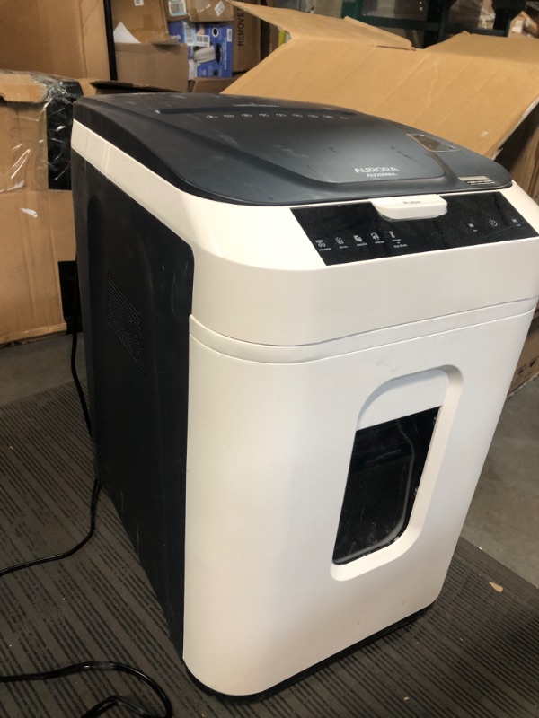 Photo 2 of *FOR PARTS ONLY* READ NOTES
Aurora Commercial Grade 200-Sheet Auto Feed High Security Micro-Cut Paper Shredder/ 60 Minutes/Security Level P-5
