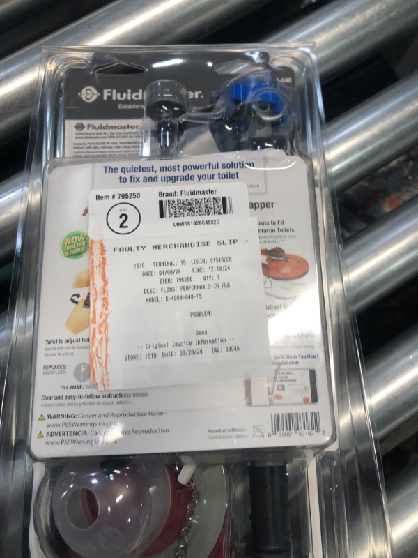Photo 1 of *READ NOTES
Fluidmaster K-400H-040-T5 PerforMAX Fill Valve and 3-Inch Flapper Toilet Repair Kit, Multicolor