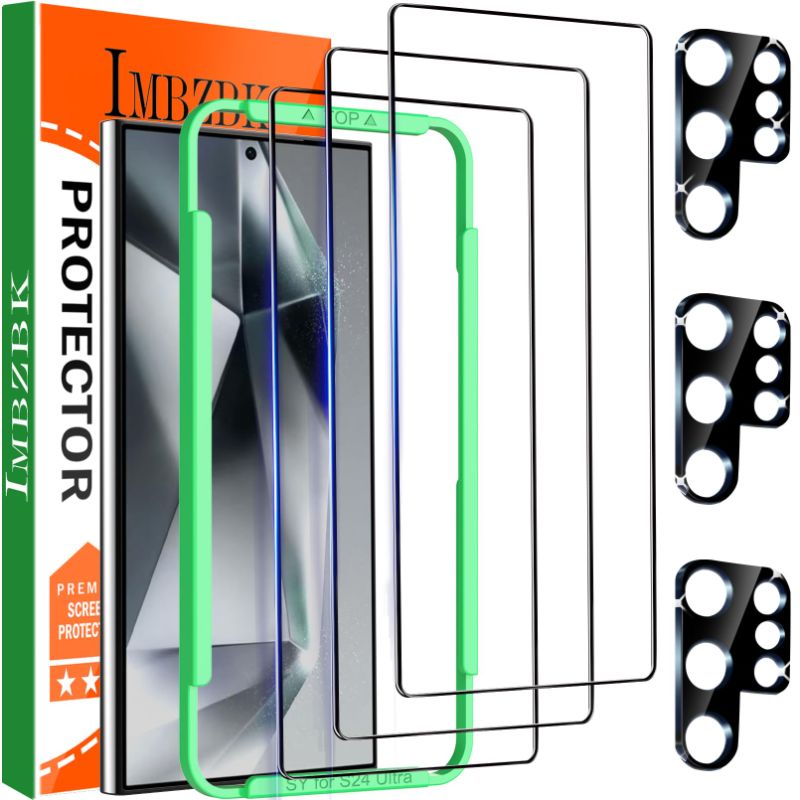 Photo 1 of (NON REFUNDABLE) 2pack bundle)
IMBZBK 3 Pack Screen Protector for Samsung Galaxy S24 Ultra Tempered Glass 3 Pack Camera Lens Protector Accessories Protector de Pantalla, Case Friendly, Support Fingerprint Reader, Full Coverage s24 ultra-Transparent