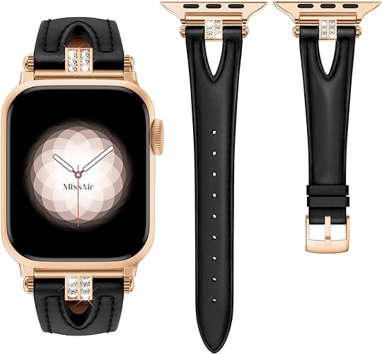 Photo 1 of Missair Leather Bands Compatible with Apple Watch Band 38mm 40mm 41mm 42mm 44mm 45mm for Women, Dressy Slim Genuine Leather Strap Wristband for iWatch Series 8 7 6 4 3 2 1 SE