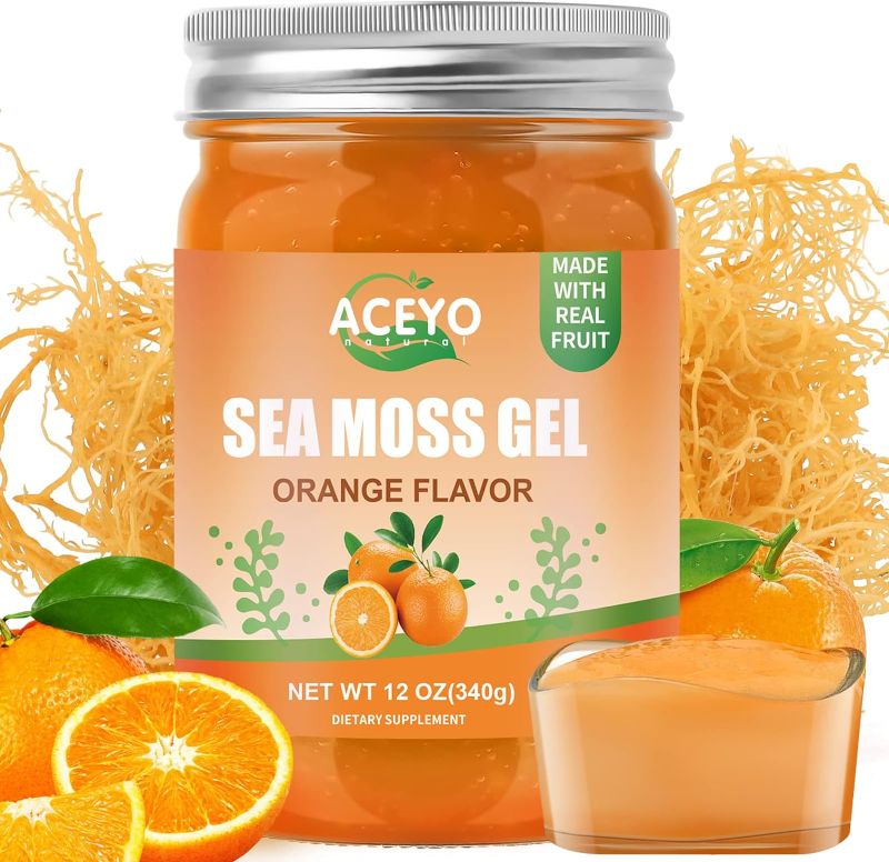 Photo 1 of (12 OZ) Sea Moss Gel Organic Raw Vegan Orange Flavored Irish Seamoss 102 Vitamins and Minerals Wild Harvested Non-GMO Immune Defense Booster Thyroid Digestive Support