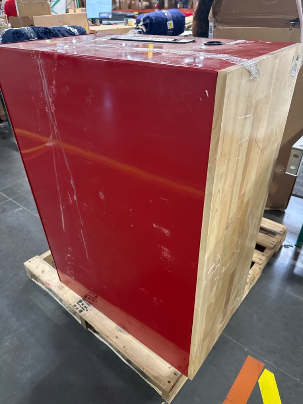 Photo 1 of 9 Drawer Heavy Duty Rolling Tool Chest with Wood Top Workbench, Ball Bearing Slides and Locking System, Tool Storage Cart with Casters and Handles, Suitable for Warehouse, Workshop, Repair Shop Red 9 Drawers Wooden Top Red