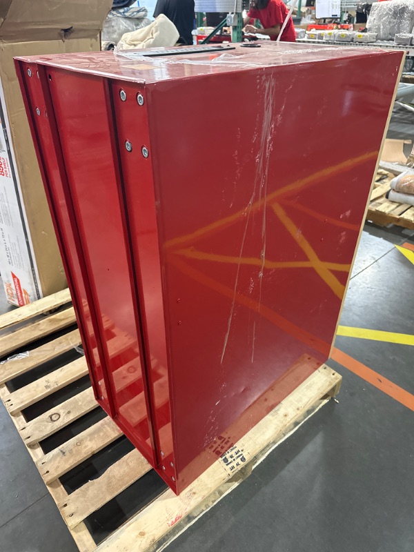 Photo 1 of 9 Drawer Heavy Duty Rolling Tool Chest with Wood Top Workbench, Ball Bearing Slides and Locking System, Tool Storage Cart with Casters and Handles, Suitable for Warehouse, Workshop, Repair Shop Red 9 Drawers Wooden Top Red