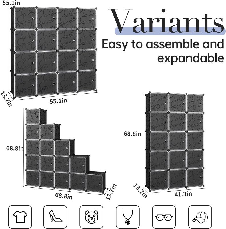 Photo 4 of (READ FULL POST) MAGINELS 12 Cube Storage Organizer,Portable Plastic Storage Cabinet,Closet.Stackable Cubby Shelf for Clothes,Toy,Bag. Suitable for Bedroom,Studyroom,Closet Organization,Black(14×14 inch)