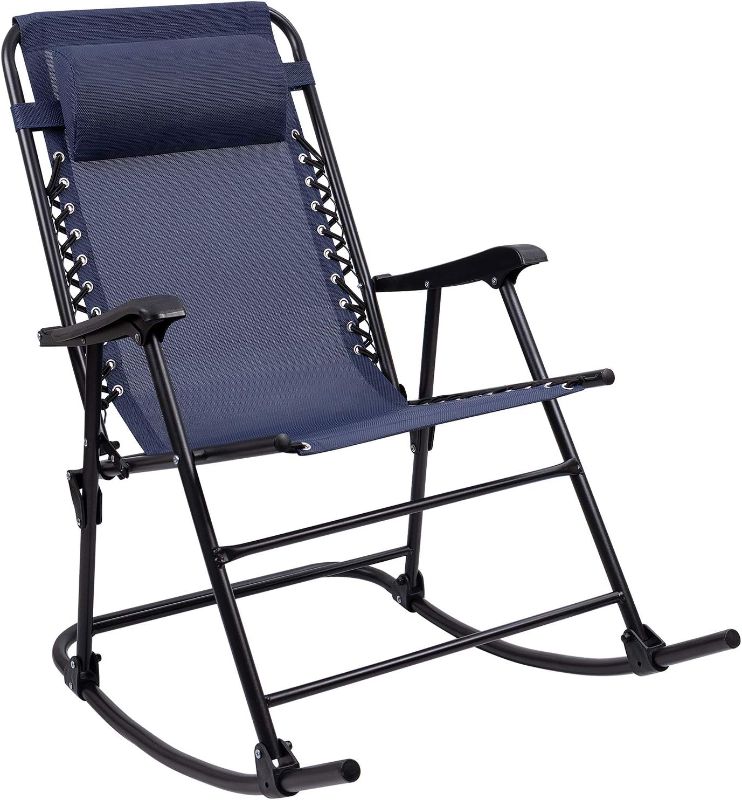 Photo 1 of (READ FULL POST) Furniwell Patio Rocking Zero Gravity Chair Outdoor Wide Recliner Portable Lounge Chair Folding with Headrest for Camping Fishing Beach Poolside(RED)
