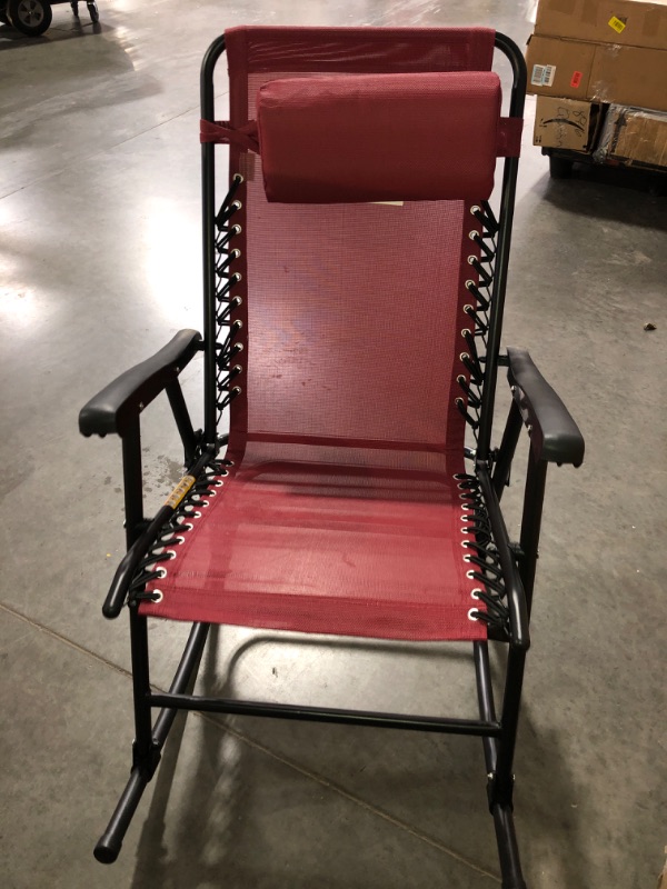 Photo 1 of (READ FULL POST) Furniwell Patio Rocking Zero Gravity Chair Outdoor Wide Recliner Portable Lounge Chair Folding with Headrest for Camping Fishing Beach Poolside(RED)
