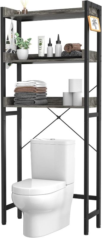 Photo 1 of **NON-REFUNDABLE**NO RETURNS**PARTS ONLY*** 
****BY BIDDING ON THIS ITEM, YOU UNDERSTAND THAT THIS SALE IS FINAL AND ITEM CANNOT BE RETURNED***
Homykic Over The Toilet Storage Shelf, Bamboo 3-Tier Above Toilet Storage Rack with 3 Hooks, Freestanding Bathr