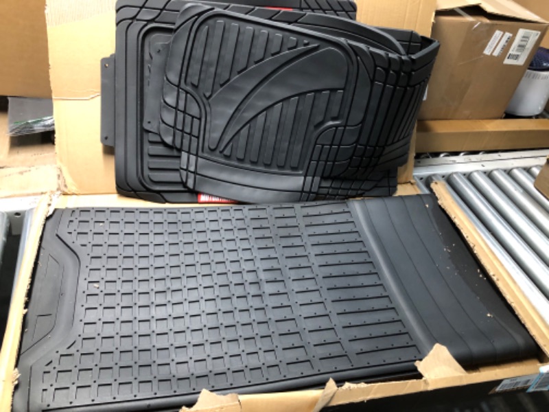 Photo 1 of Motor Trend FlexTough Advanced Black Rubber Car Floor Mats with Cargo Liner Full Set - Front & Rear Combo Trim to Fit Floor Mats for Cars Truck Van SUV, All Weather Automotive Floor Liners