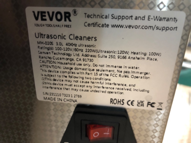 Photo 4 of **PARTS ONLY NON REFUNDABLE**READ NOTES**
VEVOR Ultrasonic Cleaner with Digital Timer & Heater (3L)