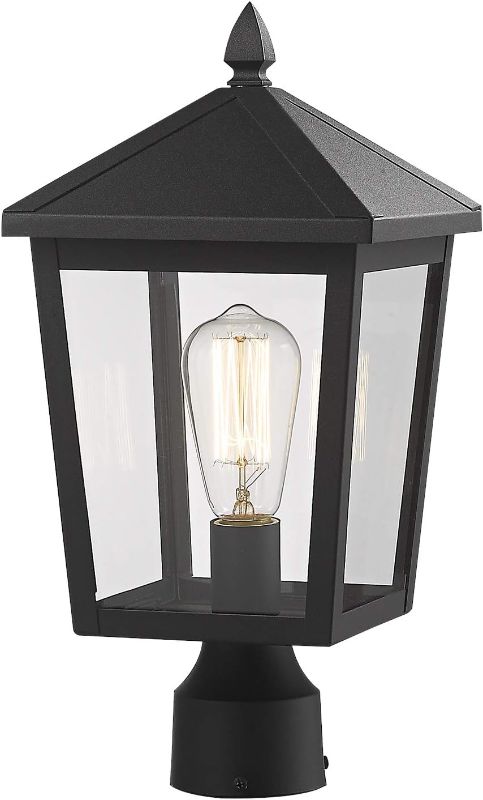 Photo 1 of  Exterior Pole Light Pillar Lantern with Clear Glass Shade and Black Finish, 